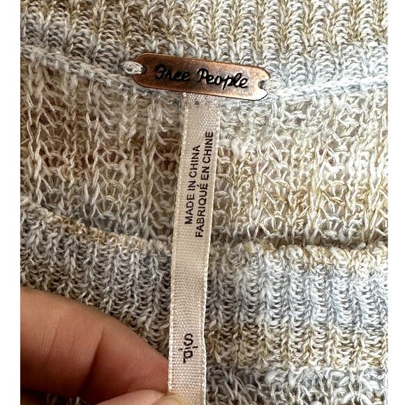 NWT Free People Sunny Days Tunic Knit Natural Combo Side Slit Top Size Small - Picture 9 of 10